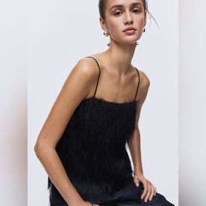 H&M fringe strappy Black Women's Top size  small NWT